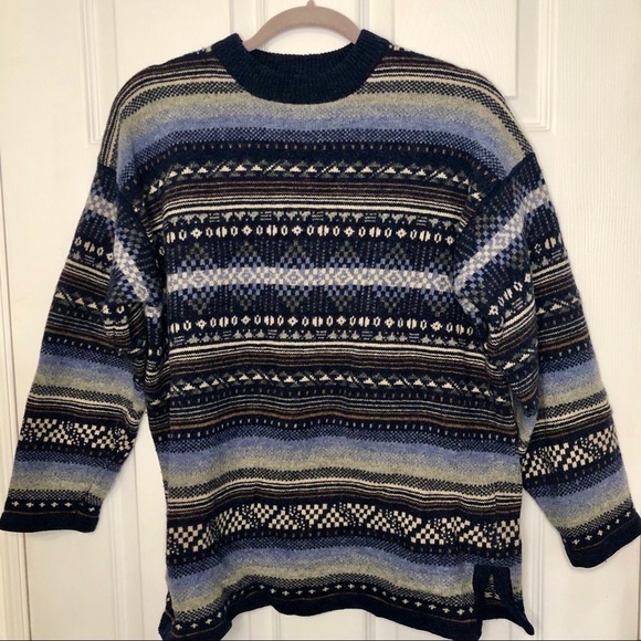 ESPRIT Aztec Boho Printed Lambswool Sweater Medium - Picture 1 of 7